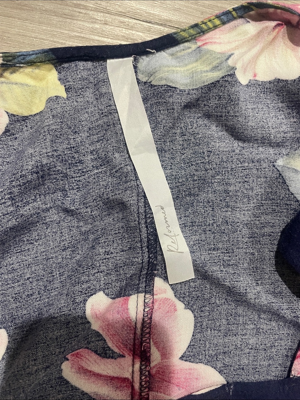 Reformation Navy Floral Tie-Front Maxi Dress with Pink Blossoms - Picture 3 of 5